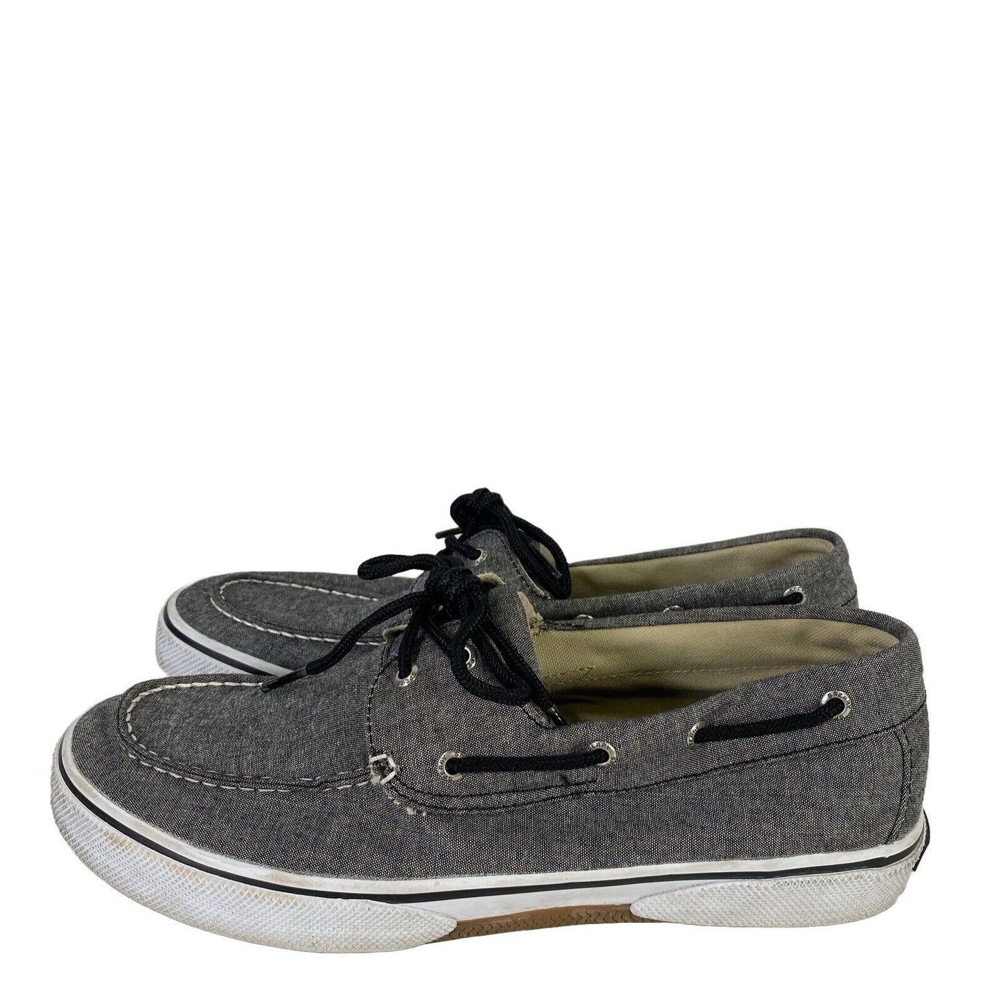 Sperry Men's Gray/Black Canvas Boat Shoes - 11