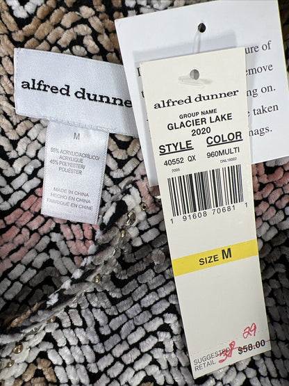 NUEVO suéter Alfred Dunner con cuello en V a rayas multicolor para mujer - M