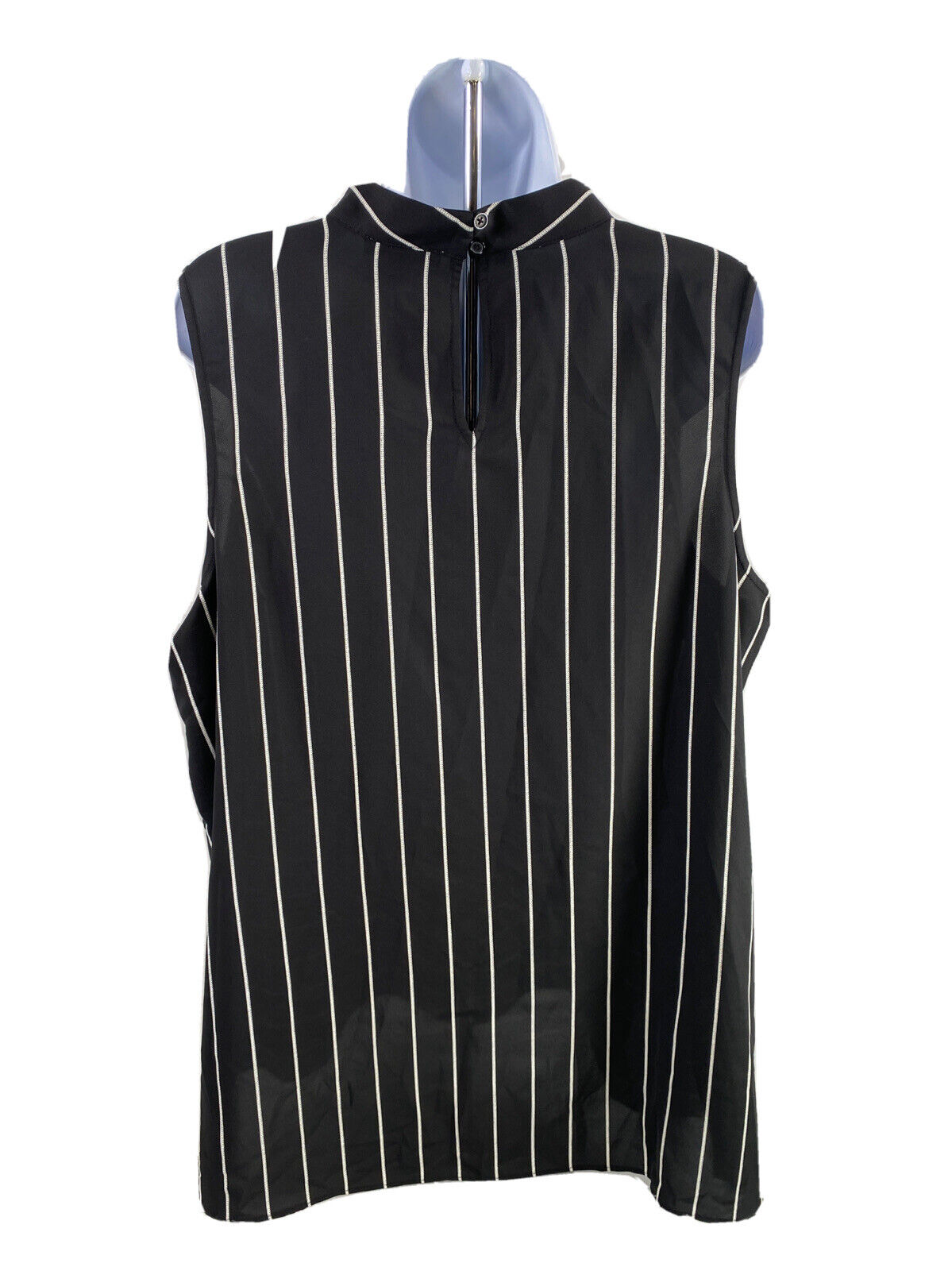 NEW Nine West Women's Black Vertical Striped Sleeveless Blouse Top - XL