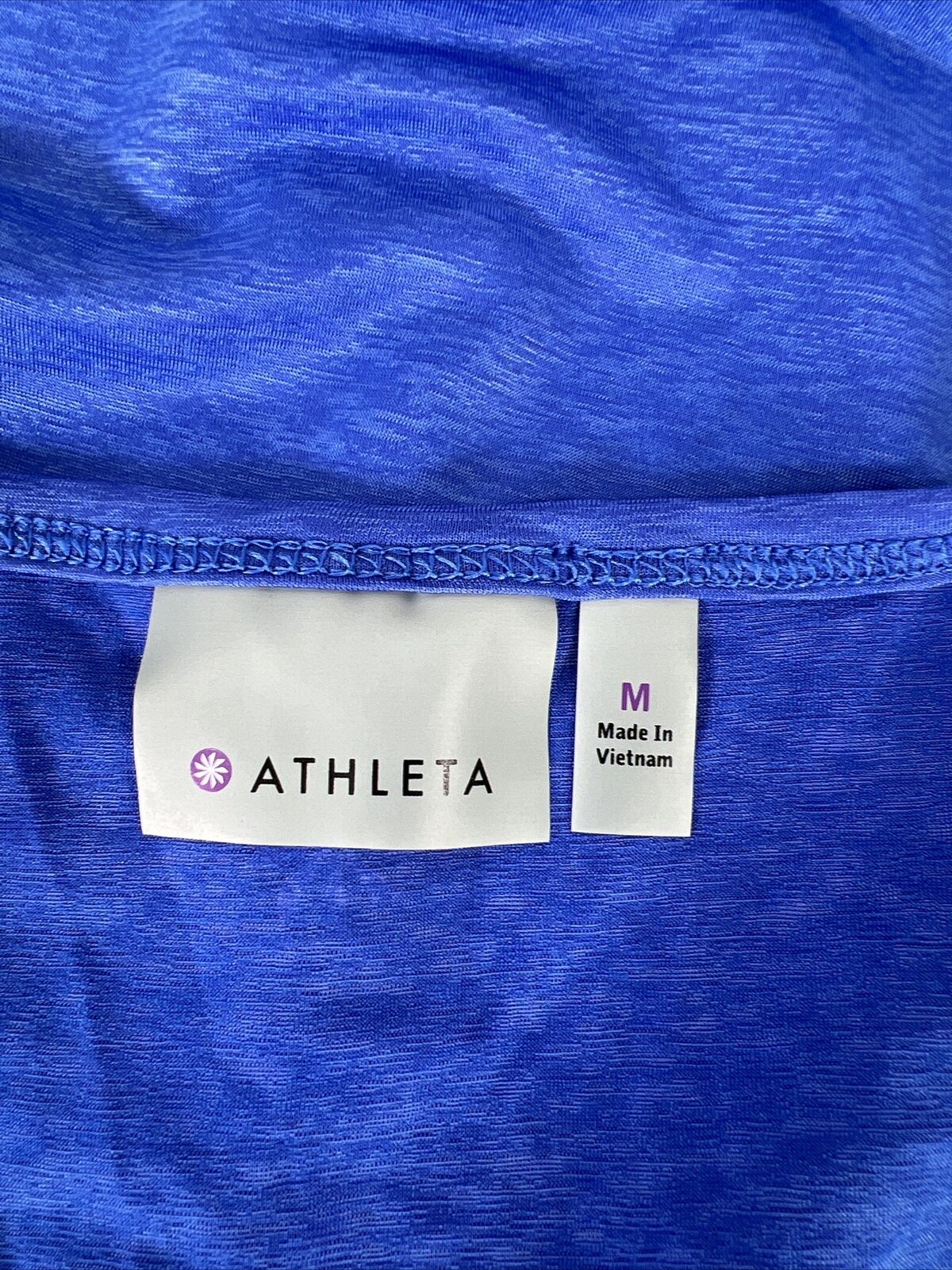 Athleta Camiseta deportiva de manga corta con cuello en V azul para mujer - M