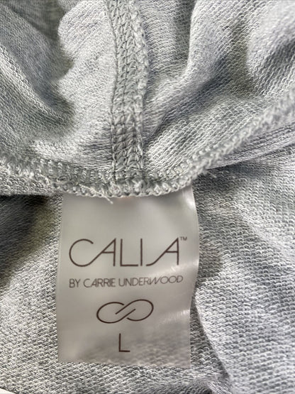 Calia Women's Gray Long Sleeve Terry Knit Hooded Cardigan Sz L