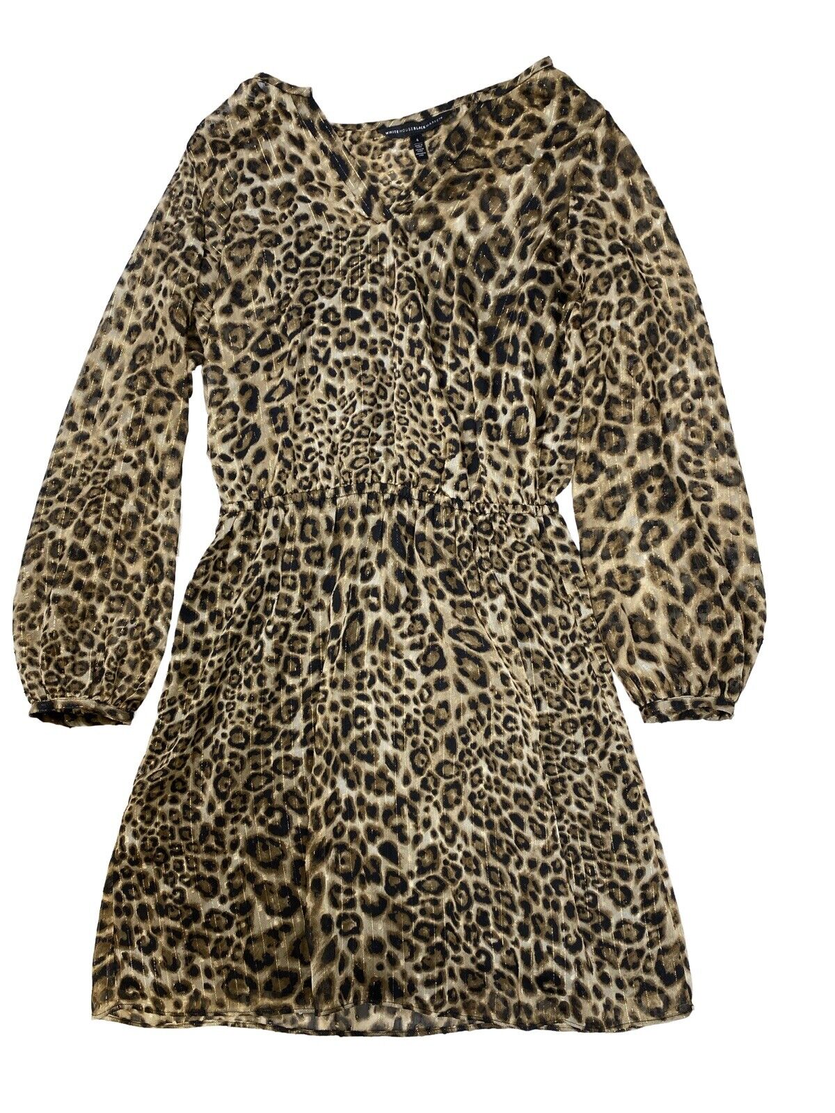 White House Black Market Women's Brown Leopard Print Blouson Dress - 4