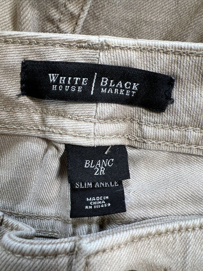 White House Black Market Women's Beige Blanc Cargo Slim Ankle Jeans - 2