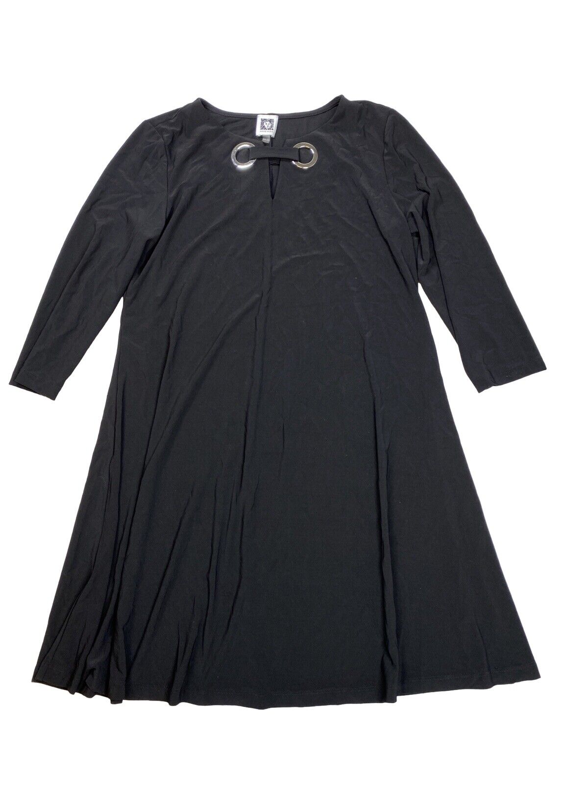 Anne Klein Women's Black 3/4 Sleeve Knee Length Shift Dress - 4