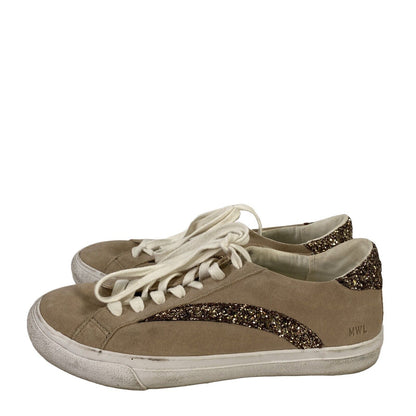 Madewell Women's Beige/Gold Sequin Low Top Lace Up Sneakers - 8M