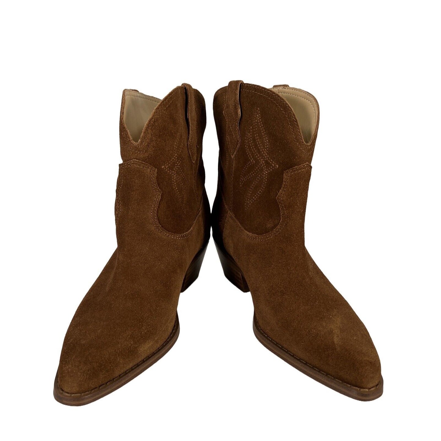 Nine West Women's Brown Suede Texen Pull On Ankle Western Boots - 8M