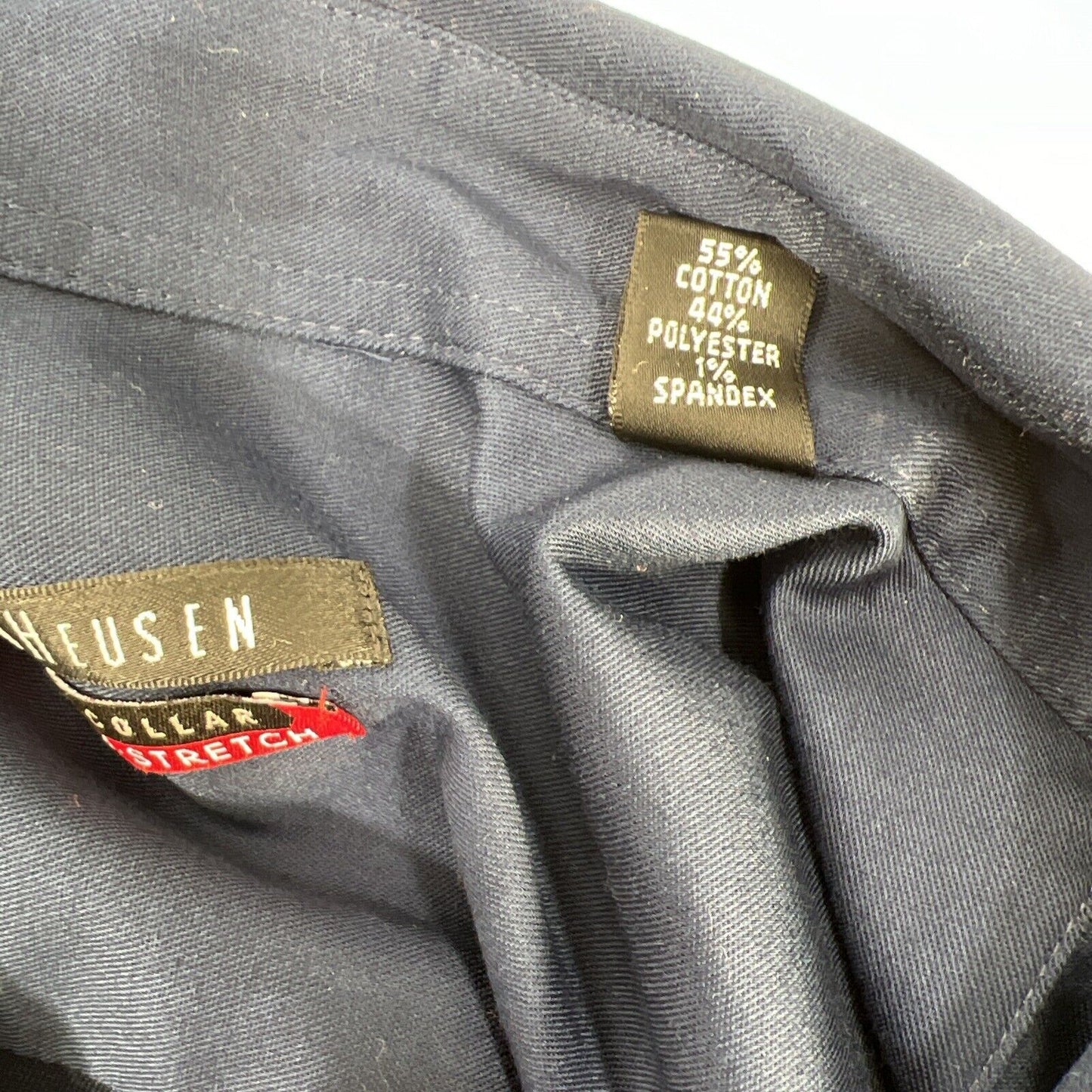 NEW Van Heusen Men's Navy Blue Flex Collar Dress Shirt - 16