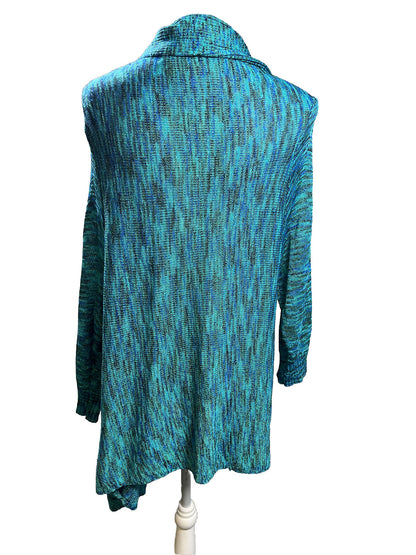 Kaktus Suéter tipo cárdigan de punto azul con frente abierto para mujer - XL