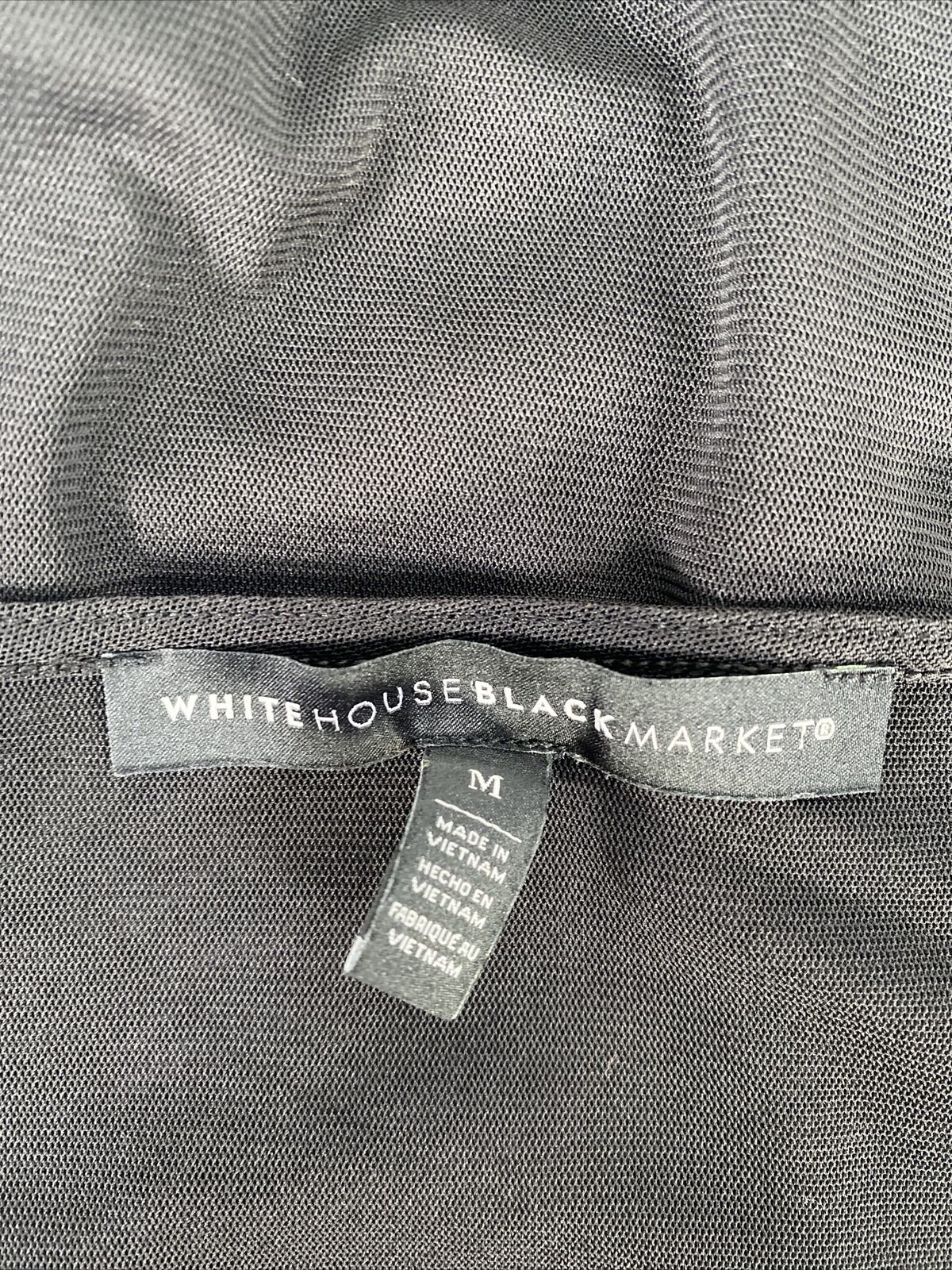 White House Black Market Camiseta sin mangas negra fruncida para mujer - M