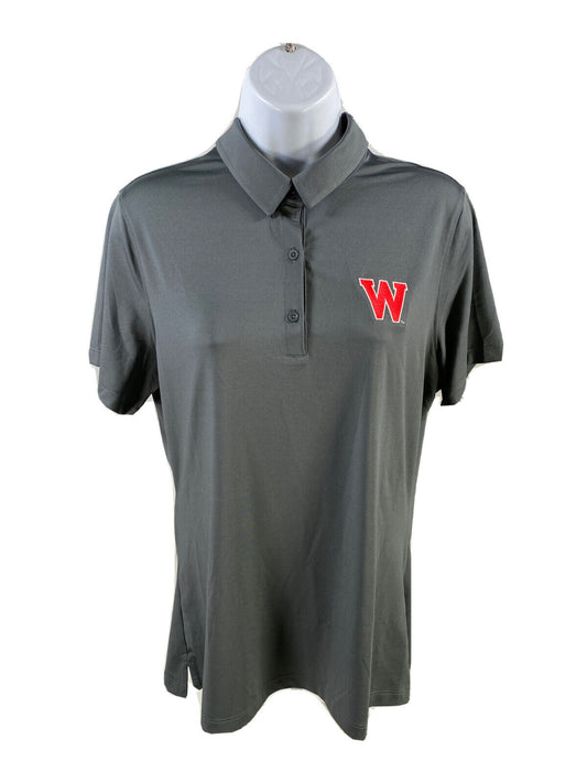 NEW Under Armour Women's Gray Wisconsin Badgers Short Sleeve Polo - M