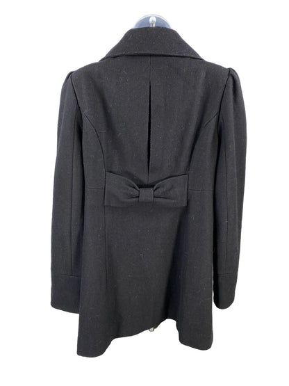 Guess Women's Black Wool Blend Long Sleeve Pea Coat - M