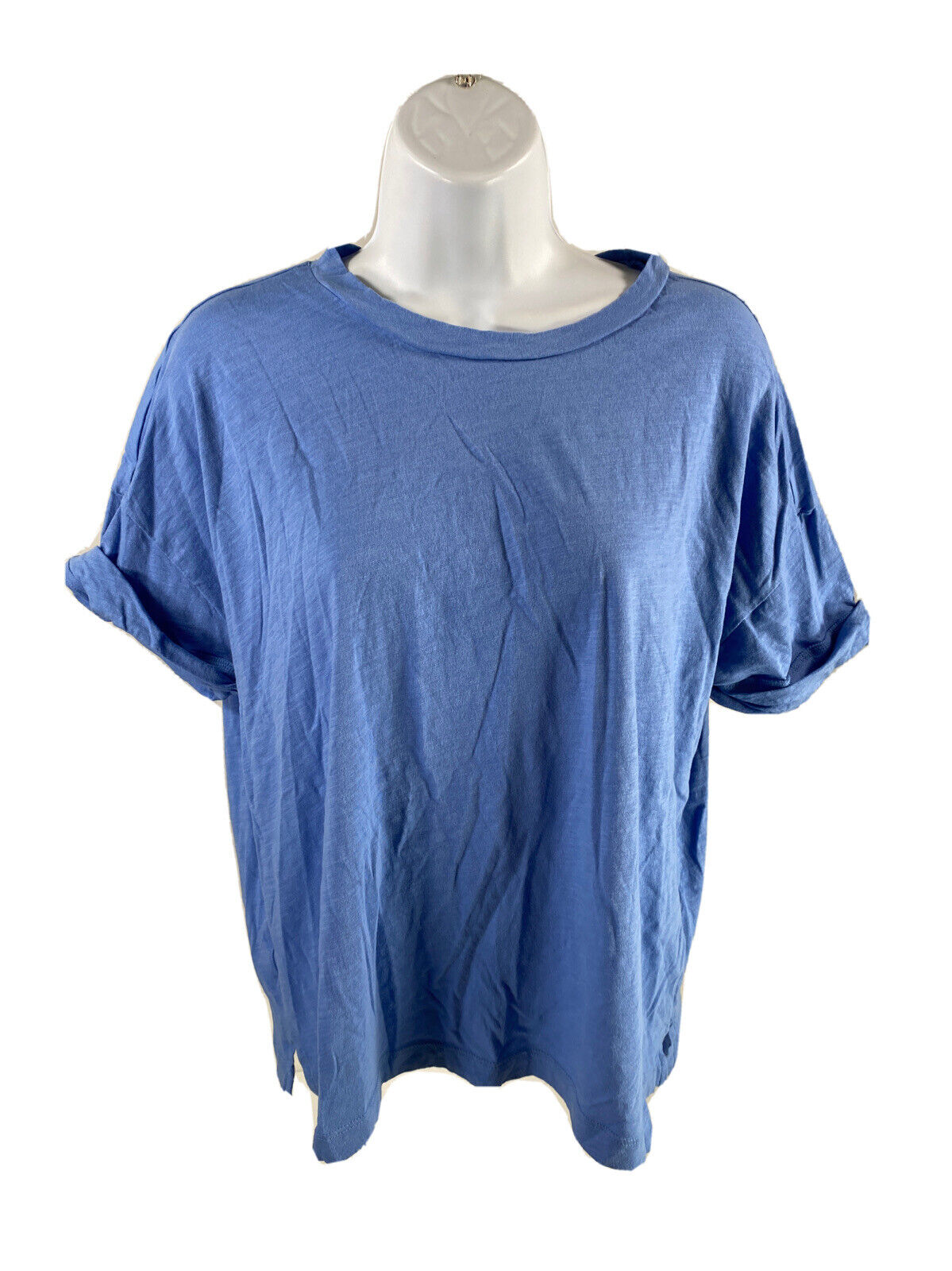 LOFT Women's Solid Blue Short Sleeve T-Shirt - L