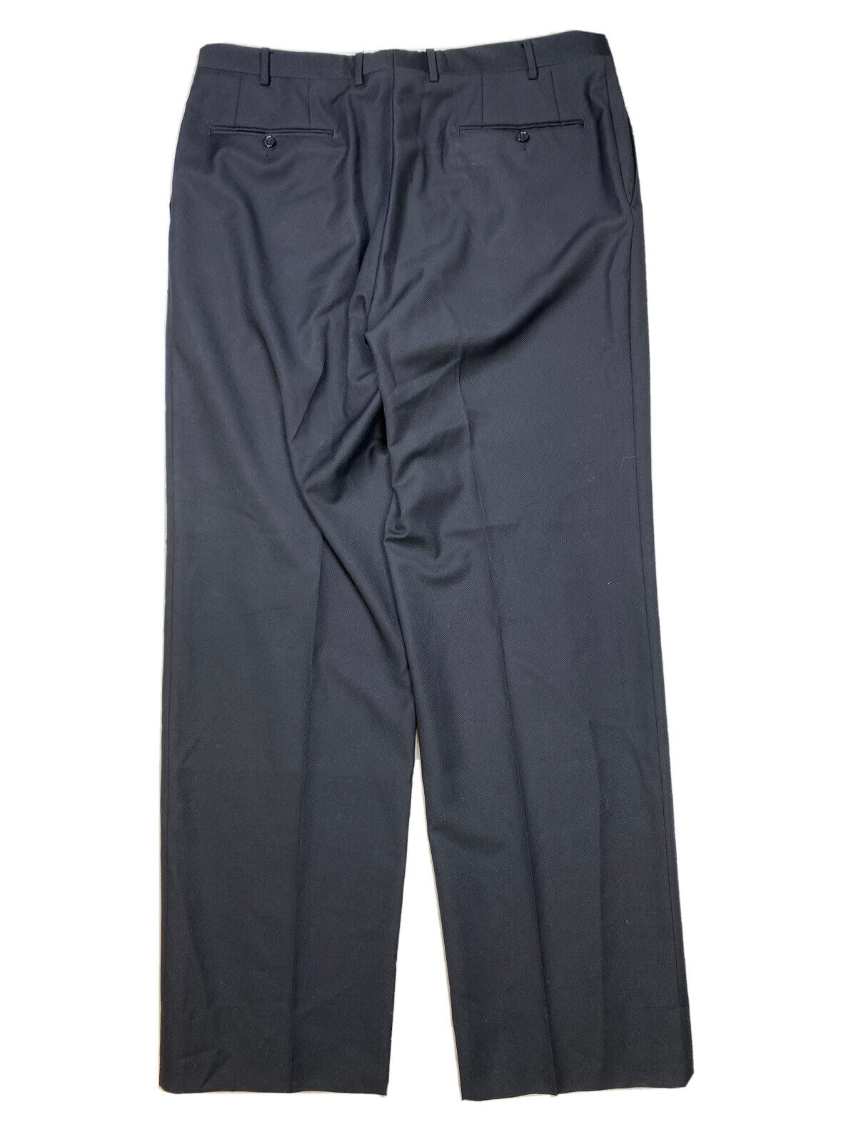 Canali Men's Black 100% Wool Flat Front Tessuto Dress Pants - 54/US 37