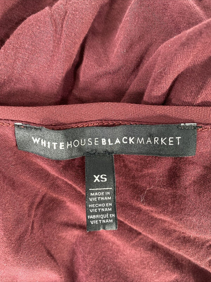 White House Black Market Top rojo con cuello barco en capas para mujer - XS