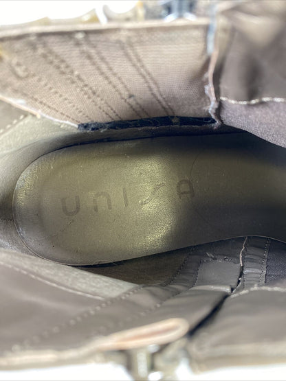 Unisa Women's Gray Faux Leather Side Zip Ankle Booties Sz 10 M