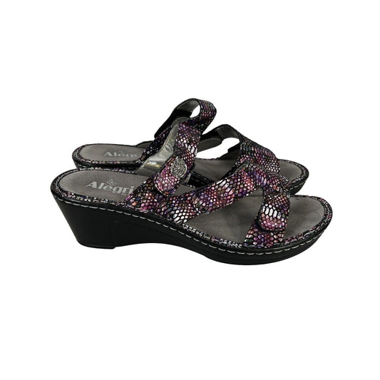 Alegria Women's Purple Double Strap Wedge Sandals - 39/ US 9