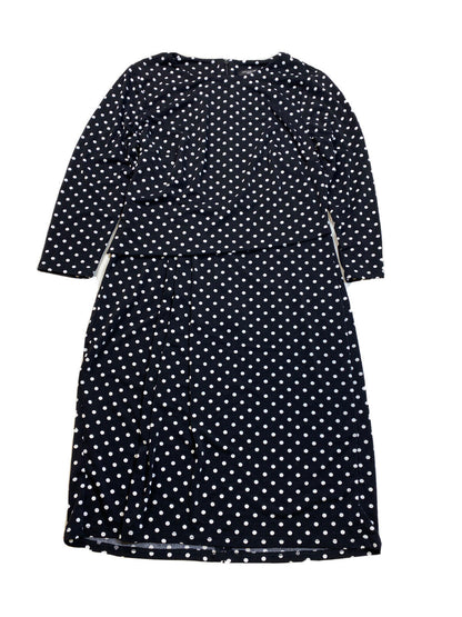 Ann Taylor Women's Black Polka Dot 3/4 Sleeve Blouson Dress - Petite XSP