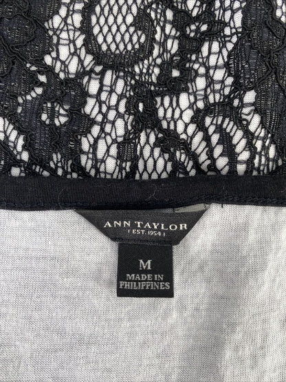 Ann Taylor Women's Black/White Lace Shell Tank Top - M