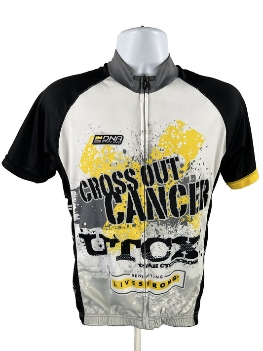 Camiseta de jersey con cremallera completa en blanco y negro de DNA Cycling para hombre - L
