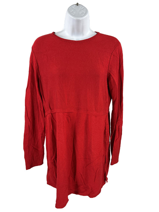 J. Jill Suéter tipo túnica de manga larga en mezcla de lana roja para mujer - S