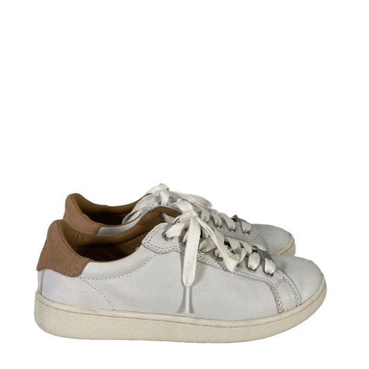 UGG Women's White Leather Milo Lace Up Low Top Casual Sneakers - 8