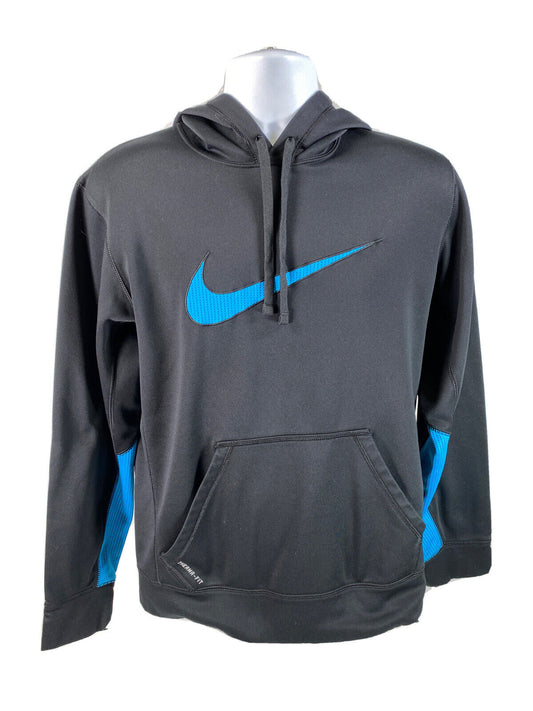 Nike Men's Black/Blue Long Sleeve Therma-Fit Pullover Sweatshirt - S