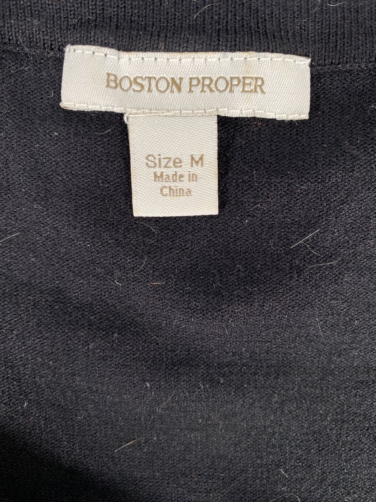 Boston Proper Blusa de manga 1/2 con lentejuelas en negro y plateado para mujer, talla M