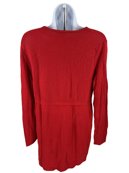 J. Jill Suéter tipo túnica de manga larga en mezcla de lana roja para mujer - S