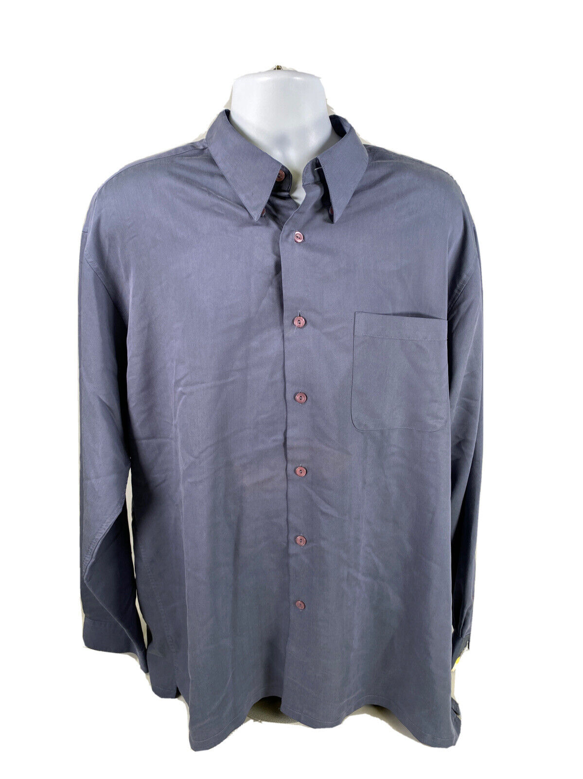 Bugatchi Camisa casual azul de manga larga con botones para hombre - XL