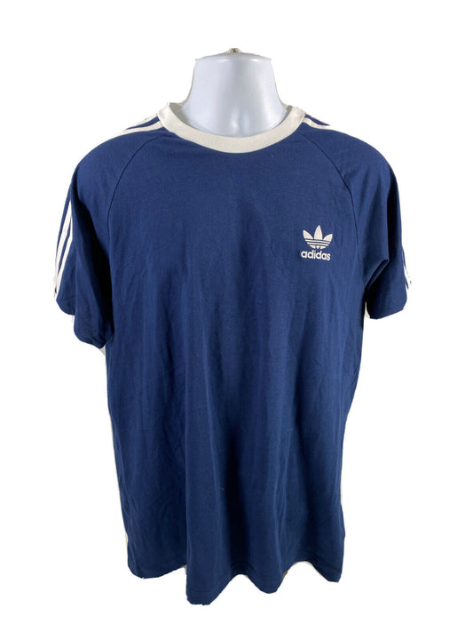 NEW Adidas Men's Navy Blue Short Sleeve 3-Stripes Tee T-Shirt - L