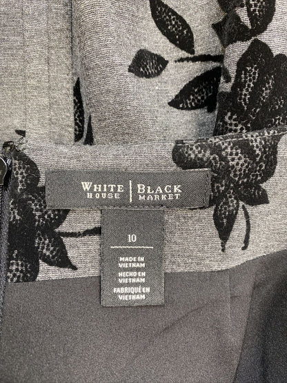 White House Black Market Women's Gray Floral Straight Pencil Skirt - 10