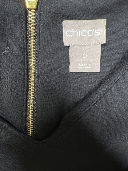 Chico's Women's Black Ponte Flare Sleeve Knee Length Shift Dress - 0 US 4