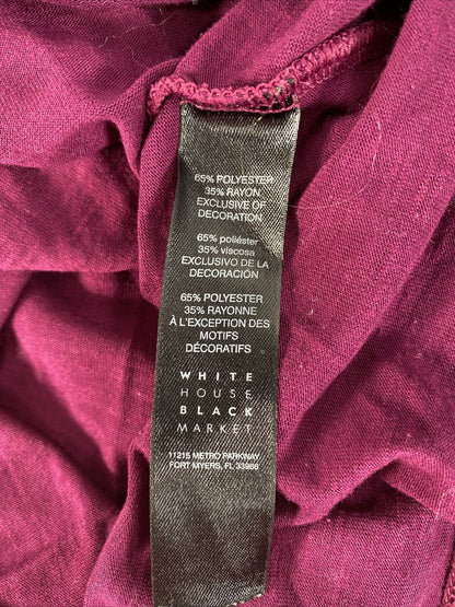 White House Black Market Women's Purple Embroidered T-Shirt - M