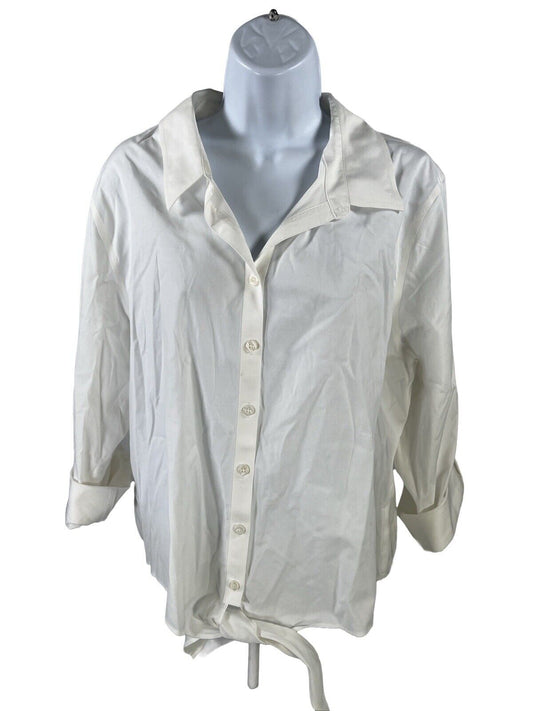 NEW Chico's Women's White Roll Tab Tie Front Button Up Shirt - 3/US XL