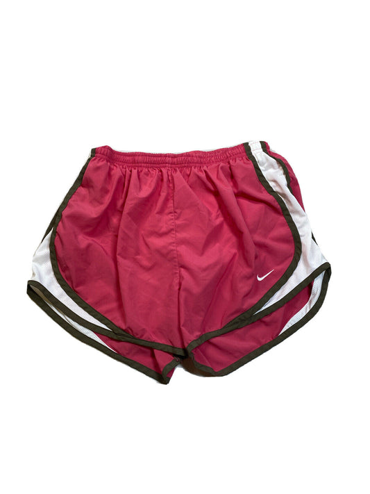 Nike - Pantalones cortos para correr con forro deportivo para mujer, color rosa/marrón, talla M