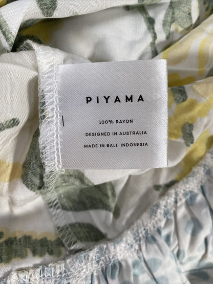 NEW Piyama Women's White & Yellow Floral Pascale Pajama Top Shirt - L