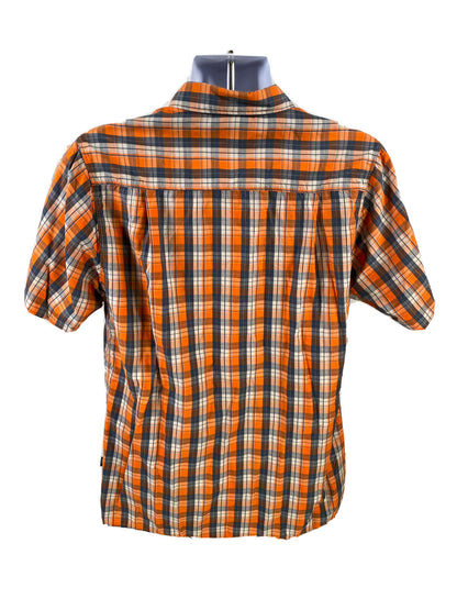 The North Face Men's Orange/Gray Short Sleeve Button Up Shirt - M