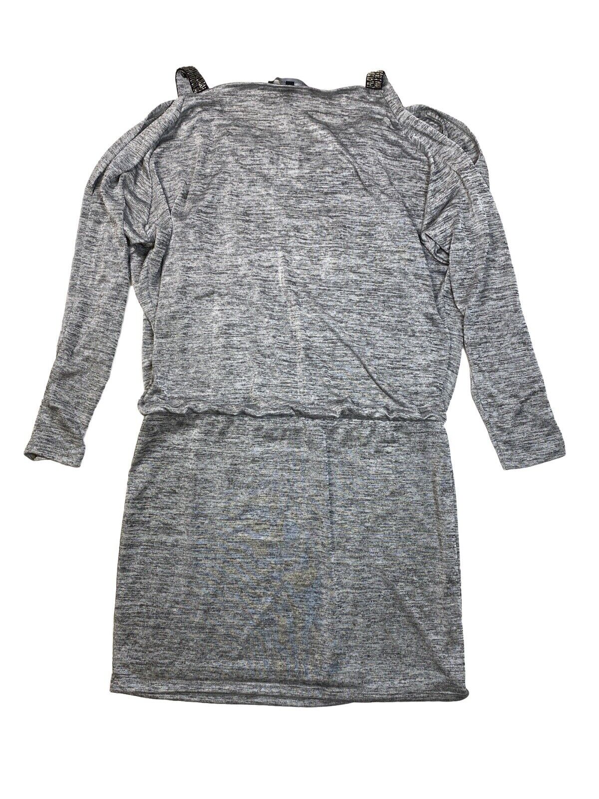 NEW White House Black Market Women's Gray Cold Shoulder Blouson Dress - S