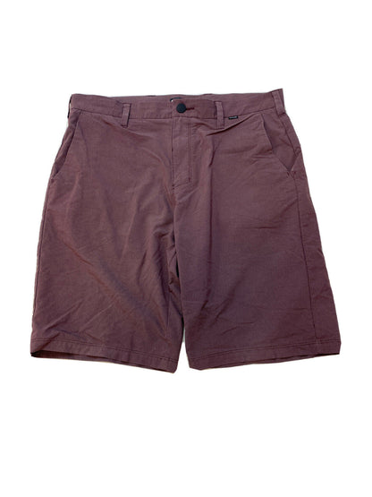 Hurley Men's Dark Red Striped Polyester Chino Shorts Sz 32