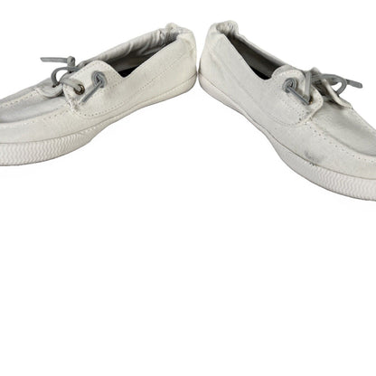 NEW Sperry Women's White Memory Foam Linen Away 2 Boat Shoes - 9M