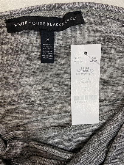 NUEVO Vestido tipo blusón gris con hombros descubiertos para mujer de White House Black Market - S