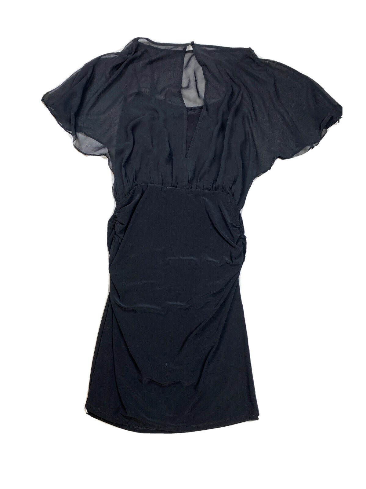 NEW White House Black Market Women's Black Flutter Sleeve Sheath Dress -S