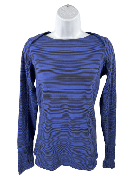 Lululemon Women's Blue Striped Long Sleeve Base Runner Shirt - 6