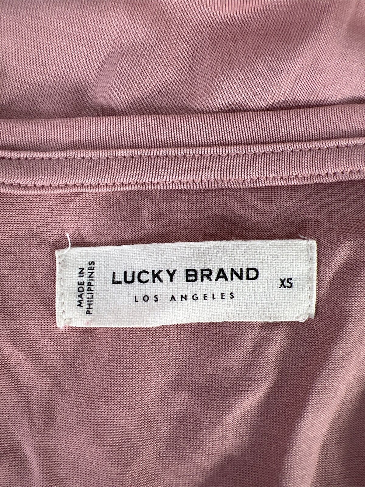 Lucky Brand Camiseta rosa con parte delantera anudada para mujer - XS