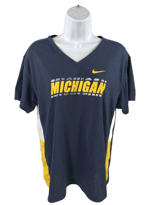 Camiseta Nike de manga corta azul Dri-Fit University of Michigan para mujer - L