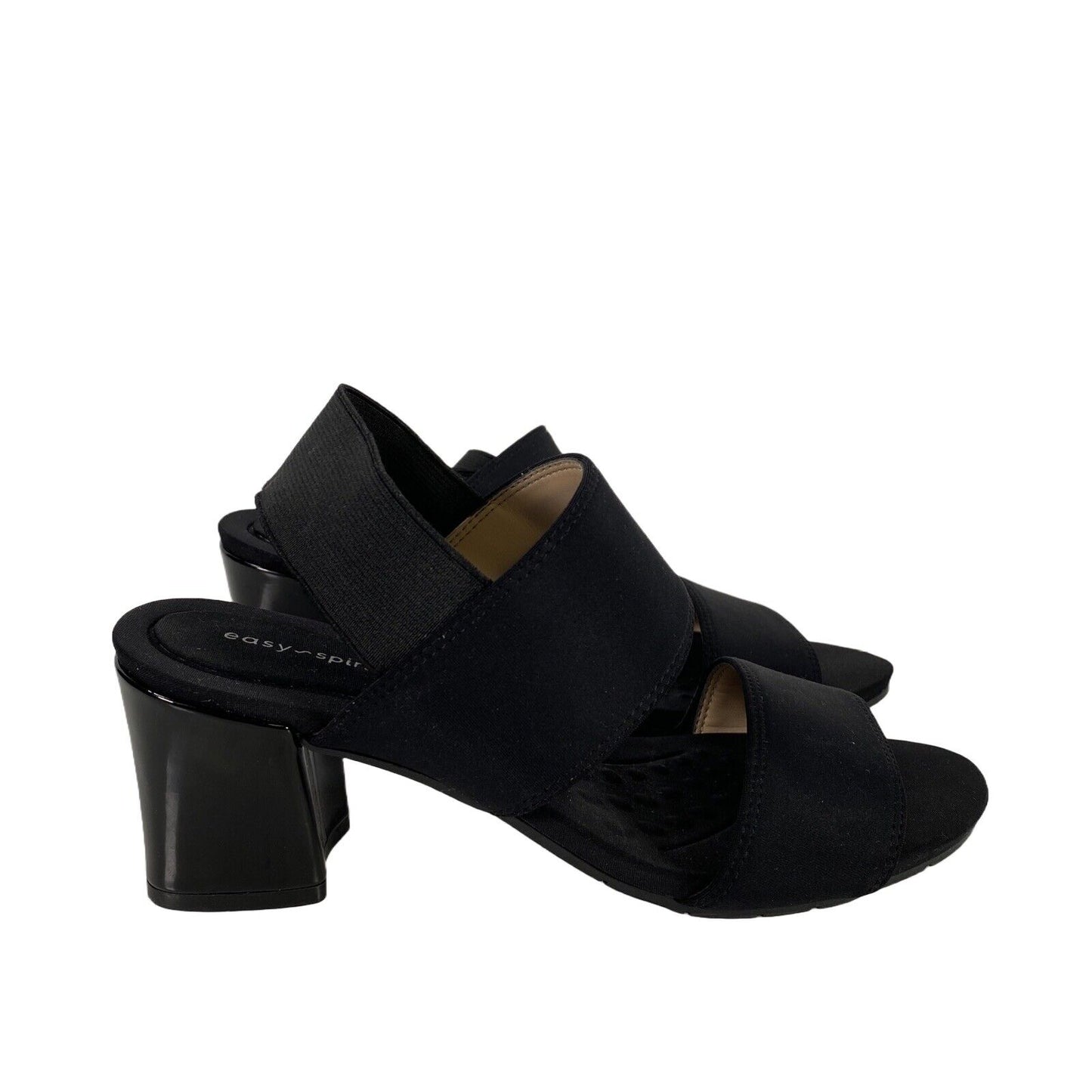 Easy Spirit Women's Black Textile Slingback Heeled Sandals - 7W