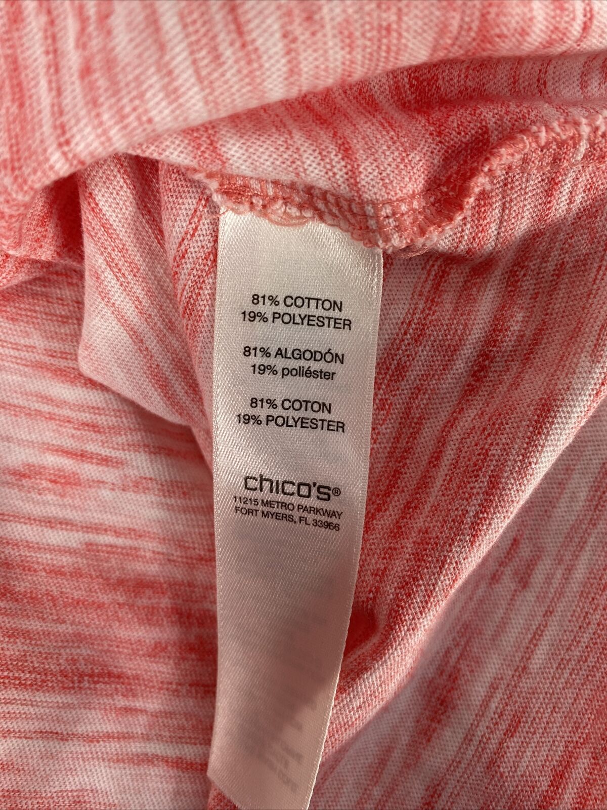 Chico's Camiseta básica de manga corta rosa para mujer 2/US L