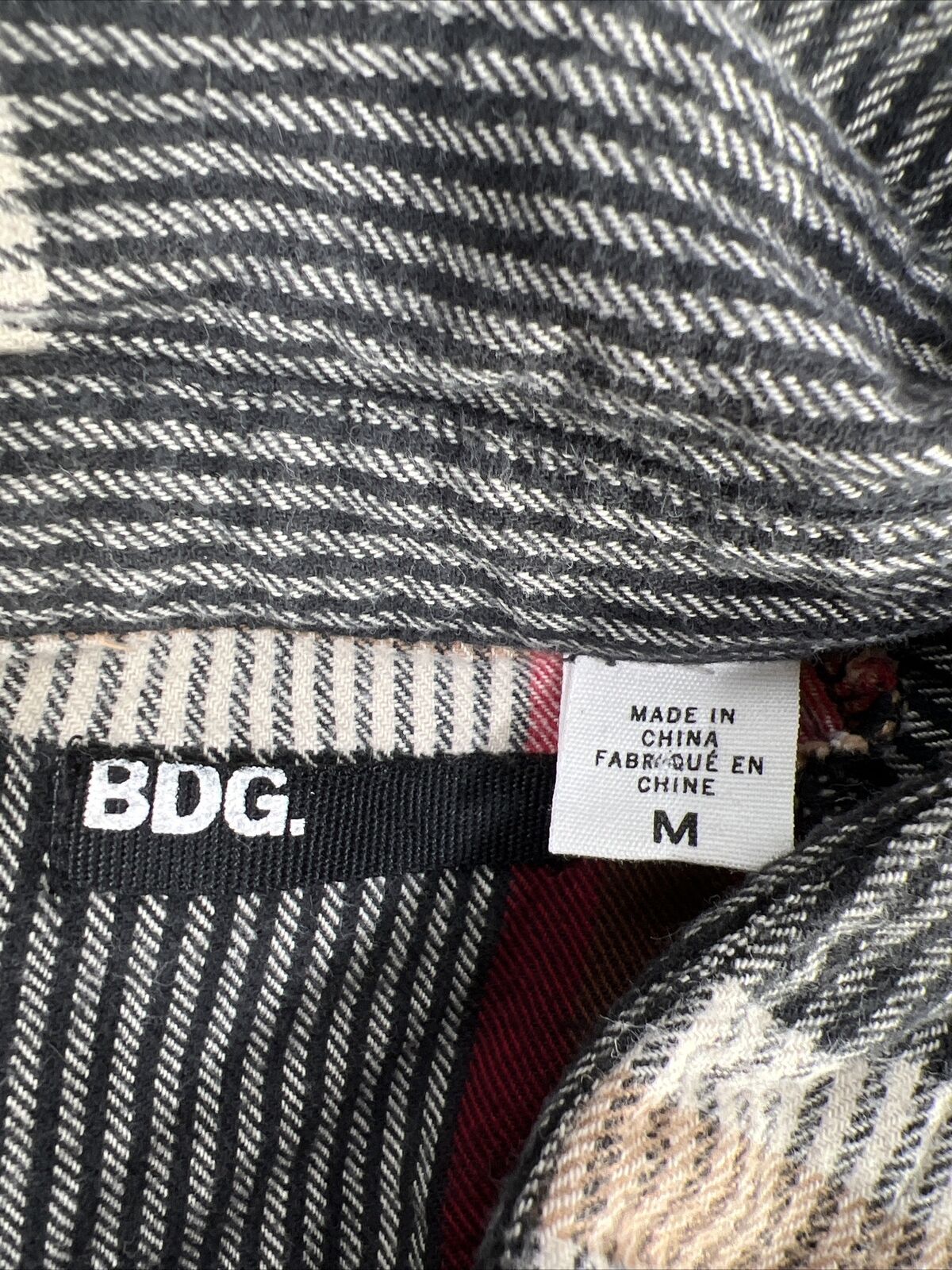 BDG Women's Black/Red Plaid Flannel Button Up Shirt - M