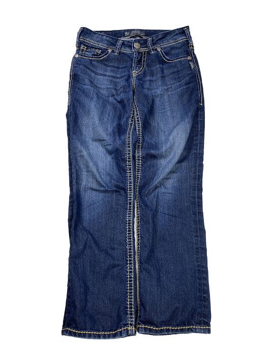 Silver Jeans Women's Dark Wash Blue Denim Suki Capri Stretch Jeans - 26