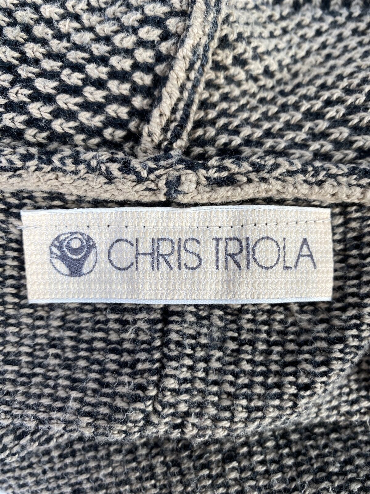 Chris Triola Women's Brown/Black Cotton Open Cardigan Sweater - M